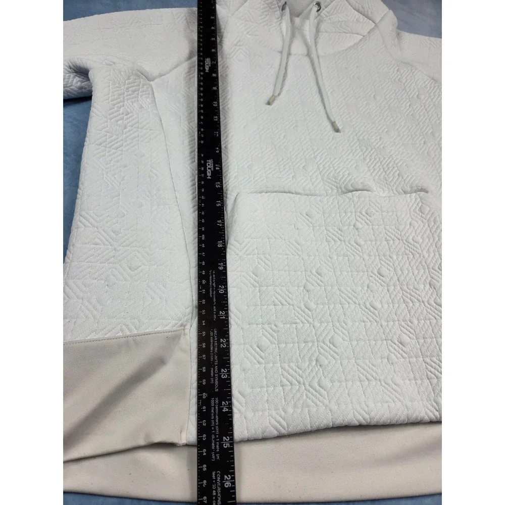 Athleta Jacquard Elevation Women's Pullover L Cream Quilted Funnel Neck